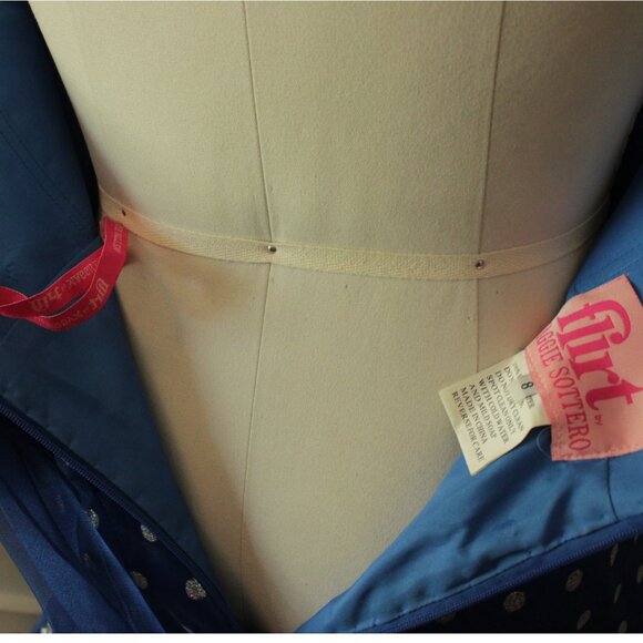 2000's Blue Chiffon Polka Dot Flirt Maggie Sottero Prom Evening Gown Dress - Picture 6 of 8